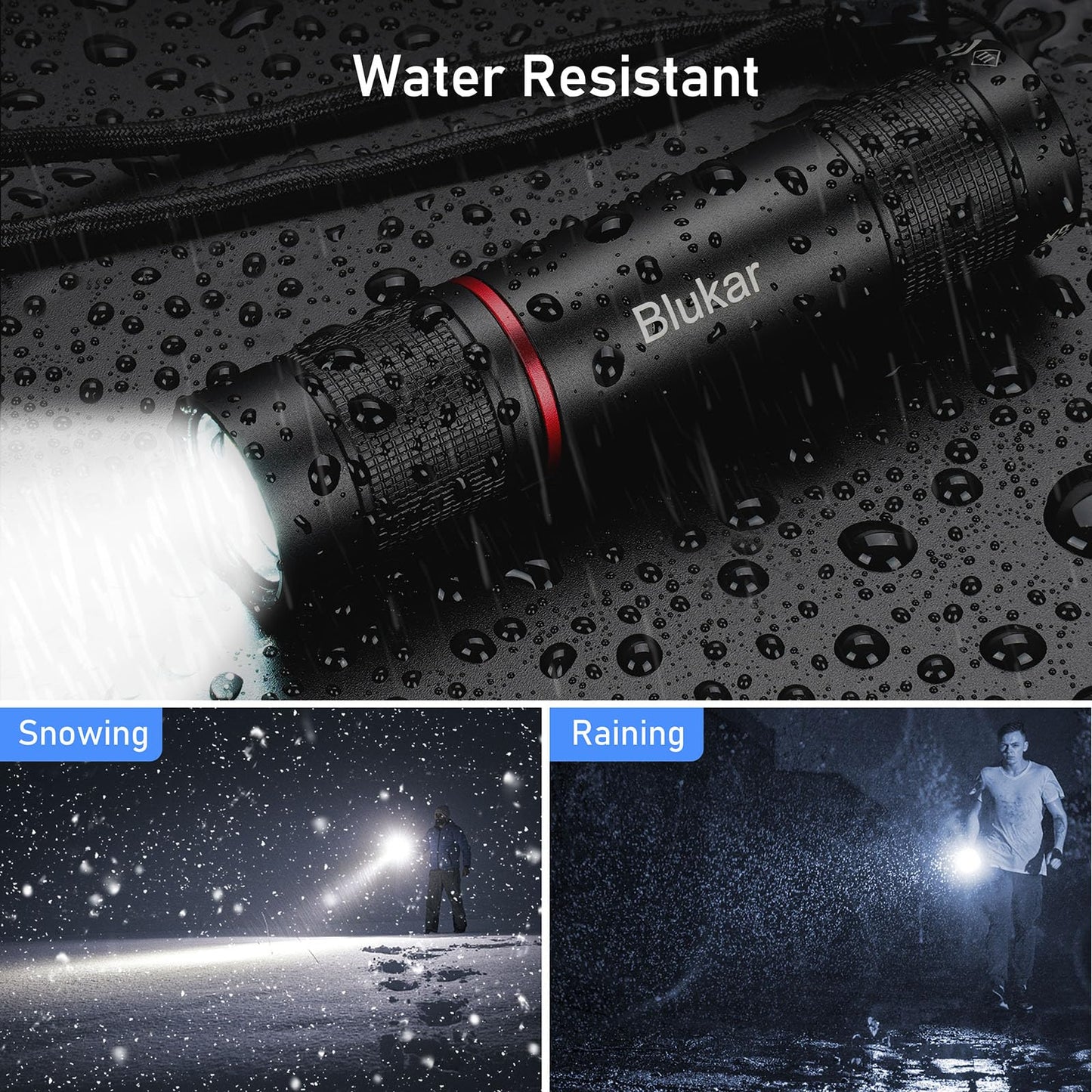 Blukar LED Flashlight Rechargeable 2 Pack, Super Bright Small Handheld Flashlights- Zoomable, Adjustable Brightness, Long Lasting Flash Light, Waterproof Pocket Size Torch Light for Emergency, Camping