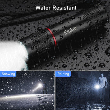 Blukar LED Flashlight Rechargeable 2 Pack, Super Bright Small Handheld Flashlights- Zoomable, Adjustable Brightness, Long Lasting Flash Light, Waterproof Pocket Size Torch Light for Emergency, Camping