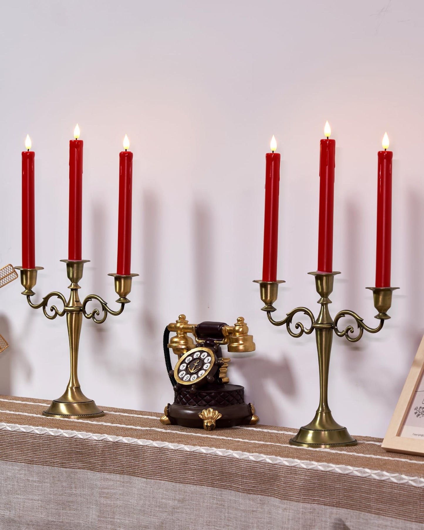 AMAGIC 6 Pack Flameless Taper Candles with Remote, Timer, Battery Operated CandleSticks with Flickering Light, Plastic Led Window Candles, 9.6 Inches for Halloween Christmas Decoration