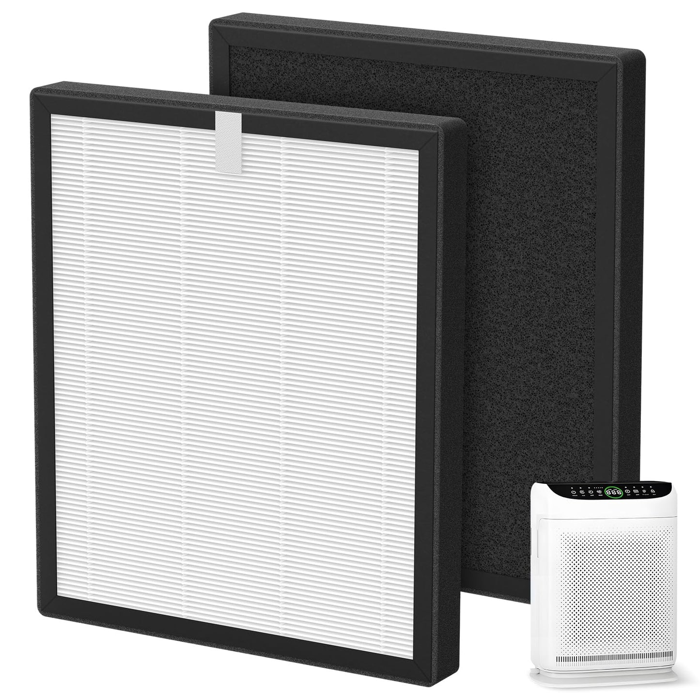 ZX001 Replacement Filter Compatible with TEBILD ZX001 Air Purifier, 3-in-1 H13 True HEPA and High-Efficiency Activated Carbon Filters for Home Large Room, 2 Pack