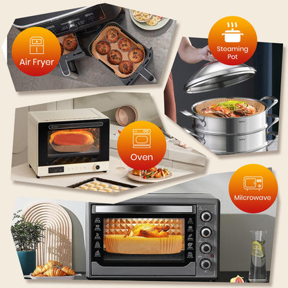300PCS Air Fryer Liners for Ninja Dual, Non-Stick Oil Resistant Waterproof Food Grade Air Fryer Disposable Parchment Paper Liner Rectangle for Ninja DZ201, DZ401 and Other Dual Zone 2-Basket Air Fryer