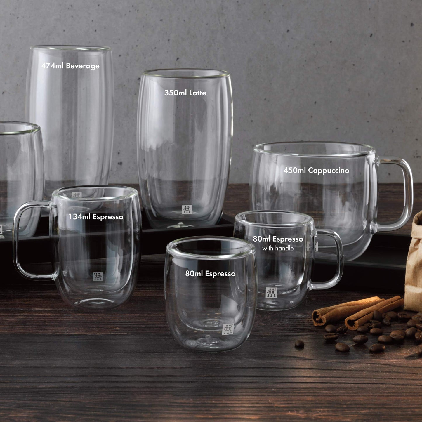 ZWILLING Sorrento Plus 2 Piece Insulated Double-Wall Glass Espresso Mug Set, Single-Shot 80mL