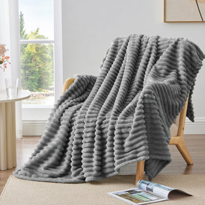 BEDELITE Fuzzy Throw Blanket for Couch - Grey Fluffy Cozy Soft Plush Warm Fleece Blankets for Winter, Bedroom Valentine's Day Decor Gifts for Him Her