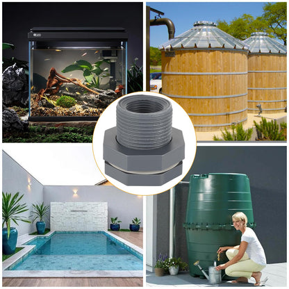 YOUNTHYE 10PCS Bulkhead Fitting 3/4 inch Double Threaded Bulkhead Water Tank Connector PVC Bulkhead Fitting Threaded Thru-Bulk Pipe Fittings for Rain Barrels, Aquariums, Ponds, Water Tanks