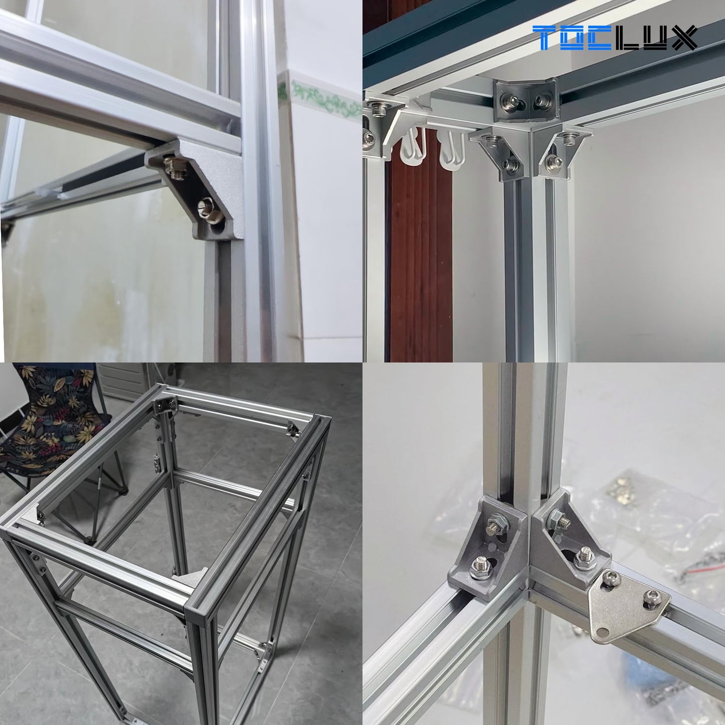 10 Sets Silver 4040 Aluminum Extrusion Corner Bracket Kit – 10pcs Corner Brackets, 20pcs M6 Spring T-Nuts & Hex Screws, 1 Ball-End Hex Wrench – for 40 Series T Slot Extruded Aluminum Rail Accessories