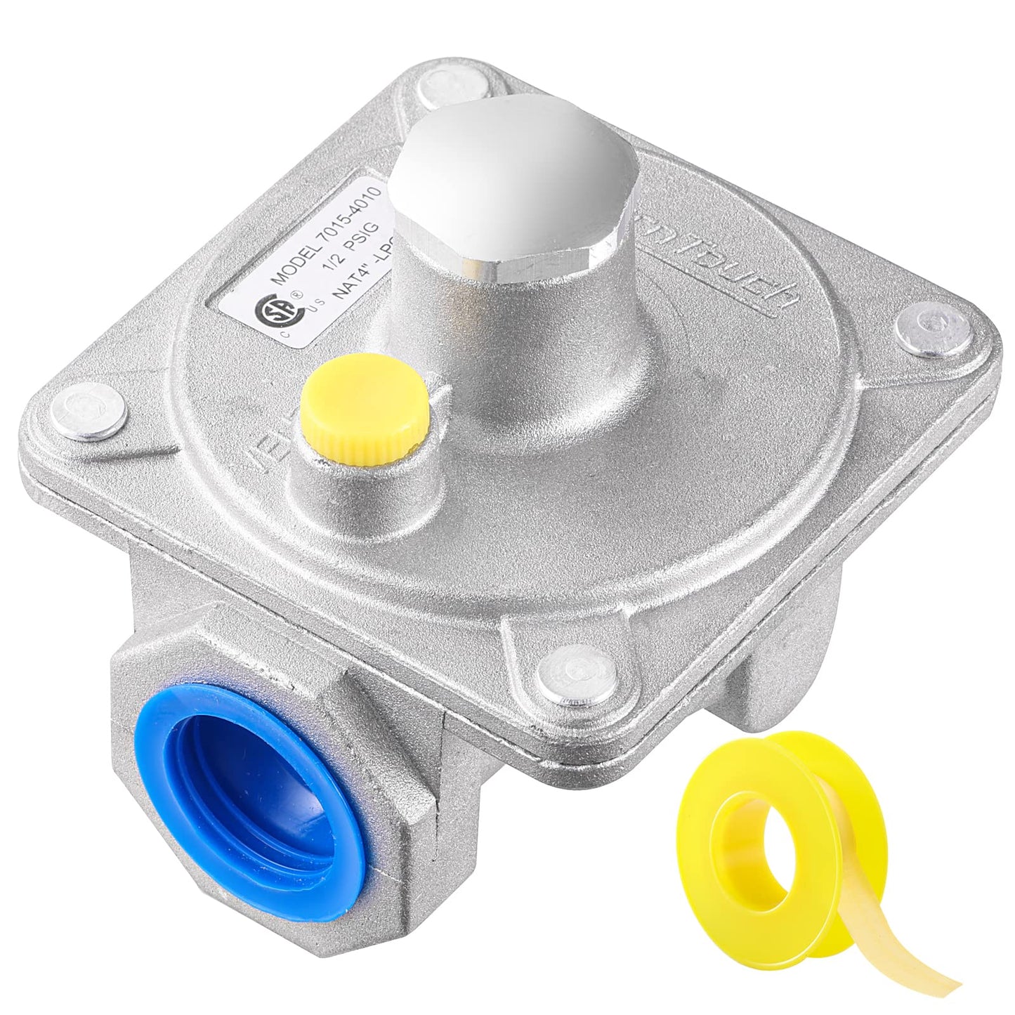 Catilon Natural Gas Pressure Regulator 3/4" FNPT, Gas Propane Pressure Regulator with 1/2 PSIG Inlet Pressure and 4"-10" WC Outlet, for LPG/NG Grill Regulator