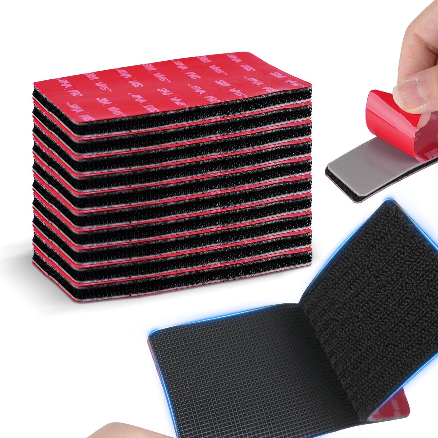 10 Pairs Heavy Duty Hook and Loop Strips 2" x 4" with VHB Adhesive Backing, Heat-Resistant Adhesive Strips, Waterproof Mounting Tape for Outdoor, Home, Garage, Garden & DIY Projects