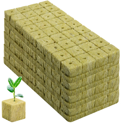 144Pcs Rockwool Grow Cubes - 1.5×1.2×1.2Inch Stonewool Starter Plugs for Rapid Plant Growth - Starter Cubes Plugs with Holes for Hydroponic, Seeds Germination and Soilless Growing
