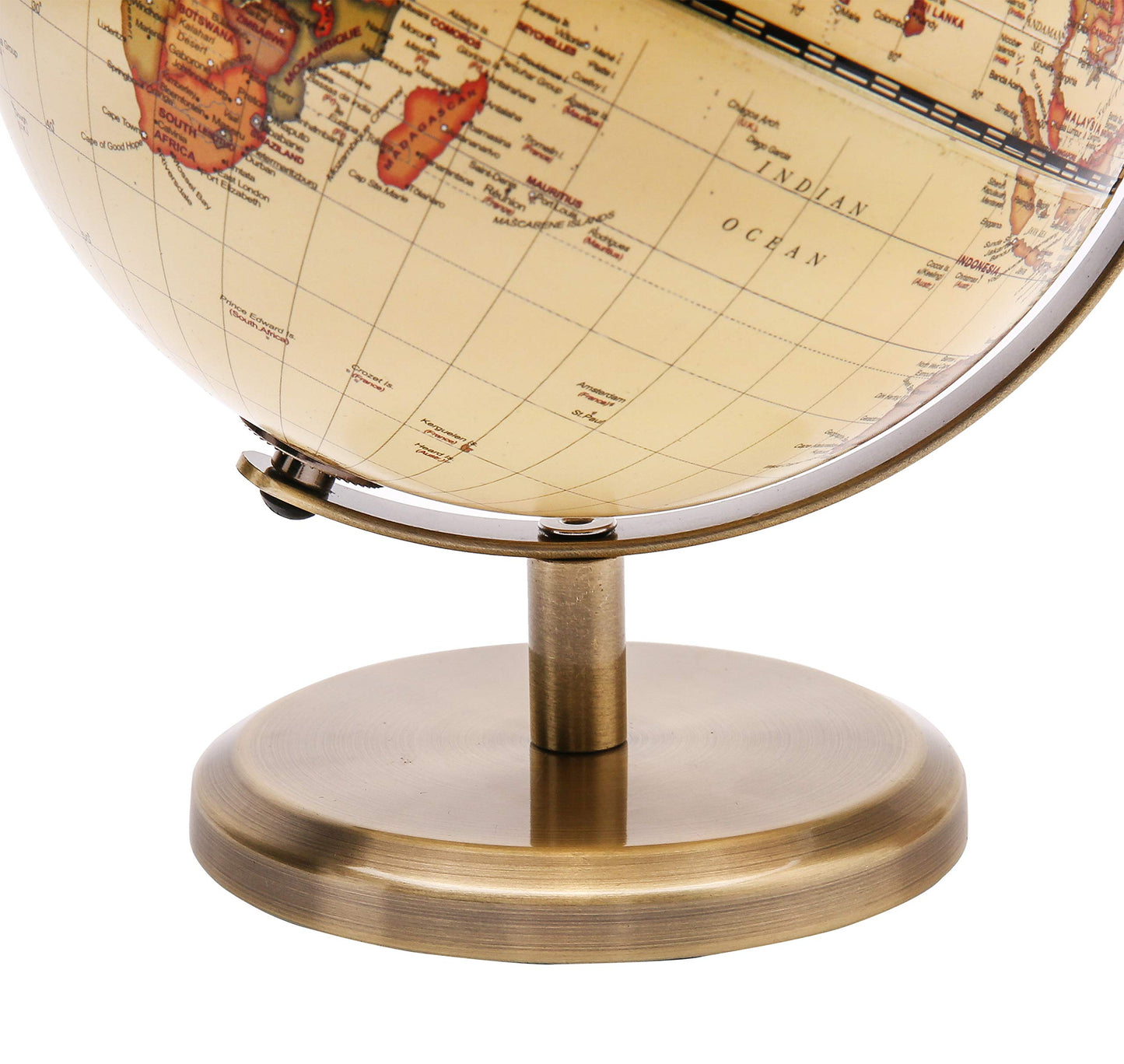TOPGLOBE 14cm / 5.5 inch Antique Globe Mini World Globe - 14cm / 5.5 inch Diametre Metal Arc and Base Bronzed Colour