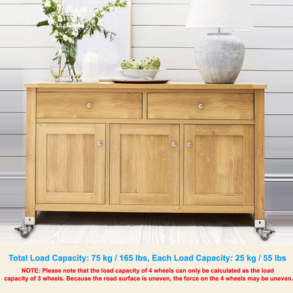 PATIKIL 2" Swivel Caster Wheels with 1" U Bracket, 4 Pack 360° Rotation Swivel Wheel with Brake Total Load 165lbs Locking Caster for Cabinet Furniture Table Replacement