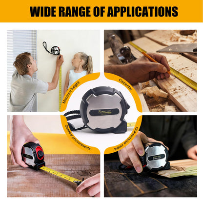 Tape Measure, Small Retractable Measuring Tape, Mini Tape Measure with Metric/Inch, Dual Sided, Magnetic Hooks, Rubber + Stainless Steel Case, for Home, Construction & DIY (16ft)