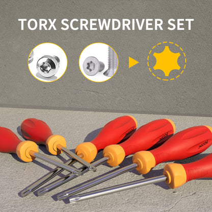 XOOL Magnetic Torx Screwdriver Set, 12-in-1 with T5 T6 T7 T8 T9 T10 T15 T20 T25 T27 T30 T40, Star Srewdriver Set for Repair, DIY, and Maintenance, Ergonomic Handle, CRV Steel, Corrosion Resistant