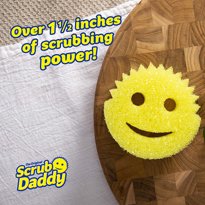 Scrub Daddy®, The Original Scrub Daddy - FlexTexture Sponge, Soft in Warm Water, Firm in Cold, Deep Cleaning, Dishwasher Safe, Multi-use, Scratch Free, Odor Resistant, Functional, Ergonomic, 4ct Roll
