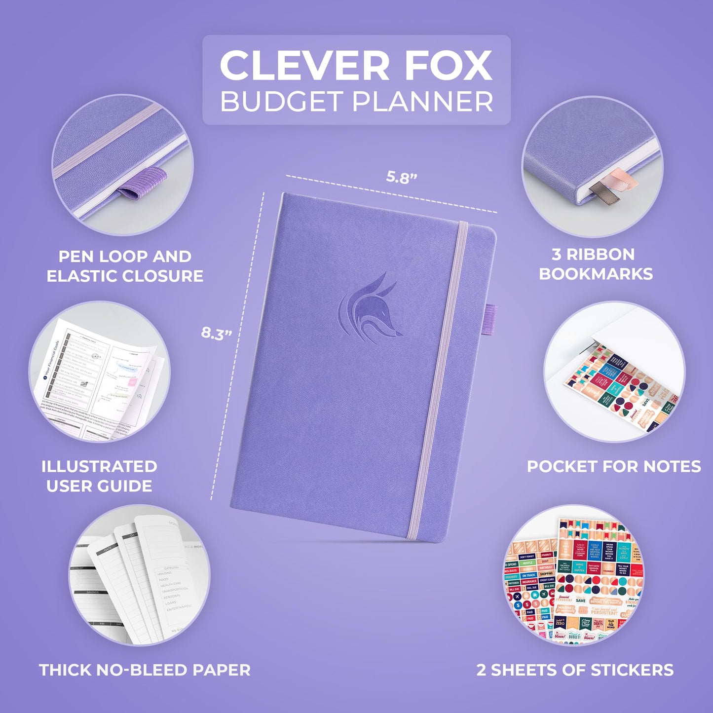 Clever Fox Budget Planner - Undated - Expense Tracker Notebook. Monthly Budgeting Journal, Finance Planner & Accounts Book to Take Control of Your Money. Start Anytime. A5 Size Lavender Hardcover