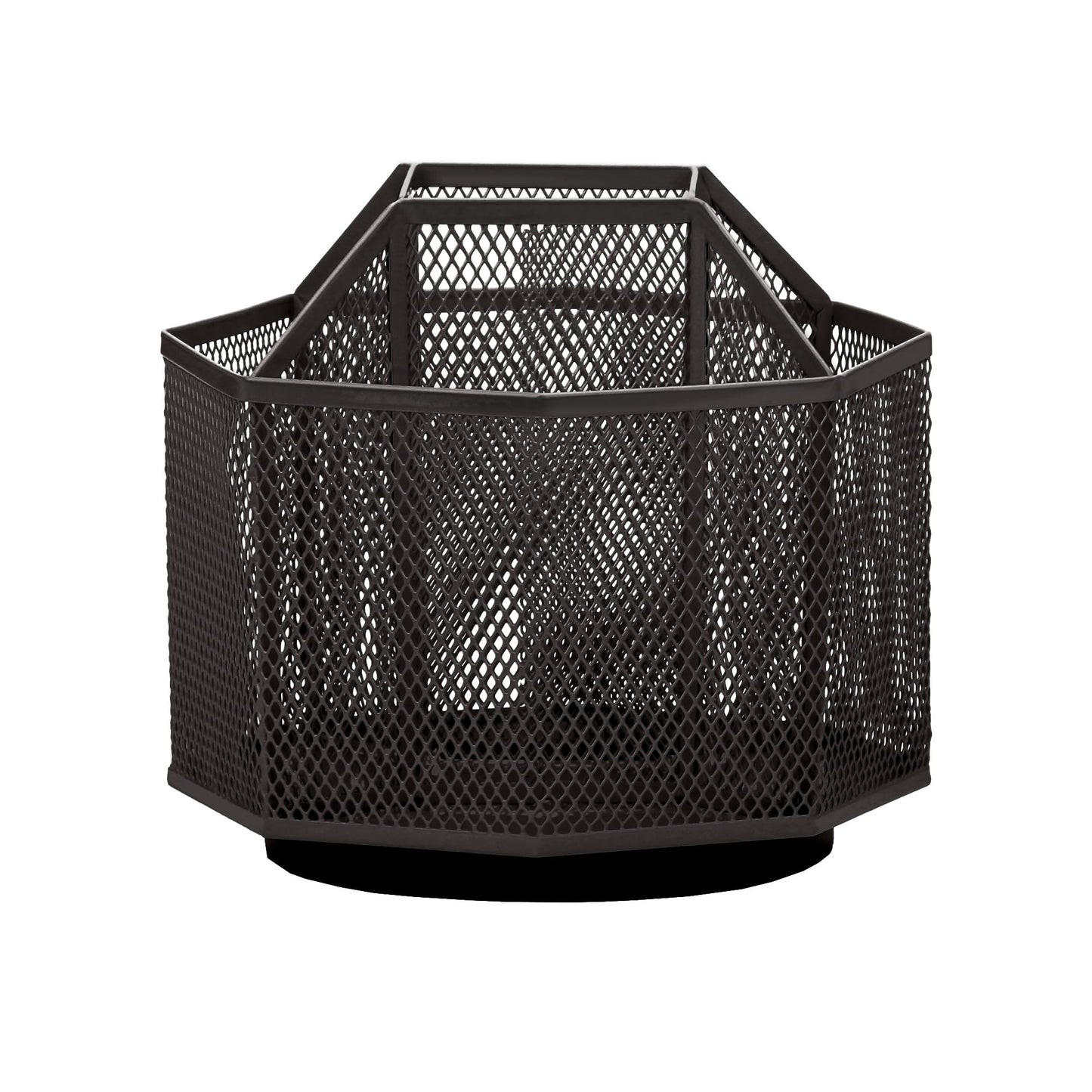 Annova Mesh Desk Organizer Rotate with 5 Compartments Spinning Tidy Candy/Pen Holder Office, Art Supply, Storage, Classroom, Home (Black)