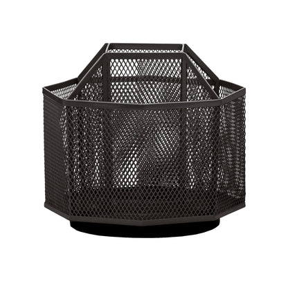 Annova Mesh Desk Organizer Rotate with 5 Compartments Spinning Tidy Candy/Pen Holder Office, Art Supply, Storage, Classroom, Home (Black)