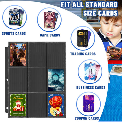 1800 Pockets Trading Card Binder Sleeves, Baseball Card Sleeves Fit for Standard Size Sport Cards, Baseball Card Holder for 3 Ring Binder