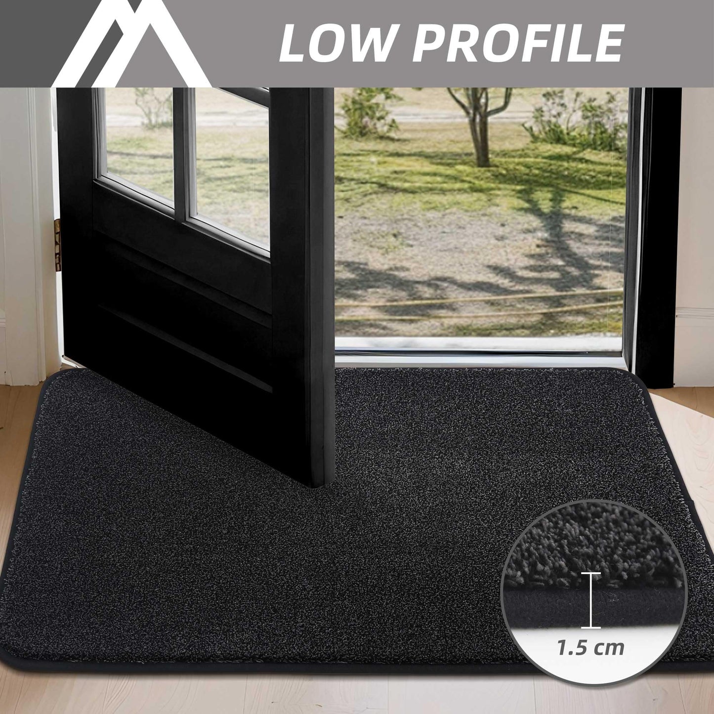 COSY HOMEER 32"x48" Dirt Trapper Doormat Indoor, Non-Slip Absorbent Door Mat, Low-Profile Rug Heavy Duty Floor Mats, Washable 100% Polyester Entryway Welcome Mats, Black