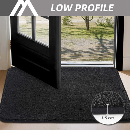COSY HOMEER 32"x48" Dirt Trapper Doormat Indoor, Non-Slip Absorbent Door Mat, Low-Profile Rug Heavy Duty Floor Mats, Washable 100% Polyester Entryway Welcome Mats, Black