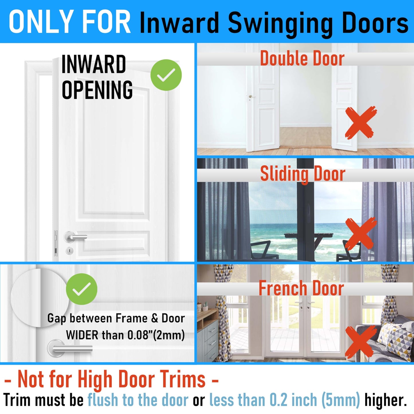 Steinwhale Home Security Door Reinforcement Lock 2Pack, Childproof Safety Door Lock Latch Inside Stopper, Add High Security to Prevent Home Unauthorized Entry, Aluminum Construction Finish