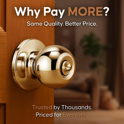 Copper Creek BK2030PB Ball Door Knob, Privacy Function, 1 Pack, Polished Brass