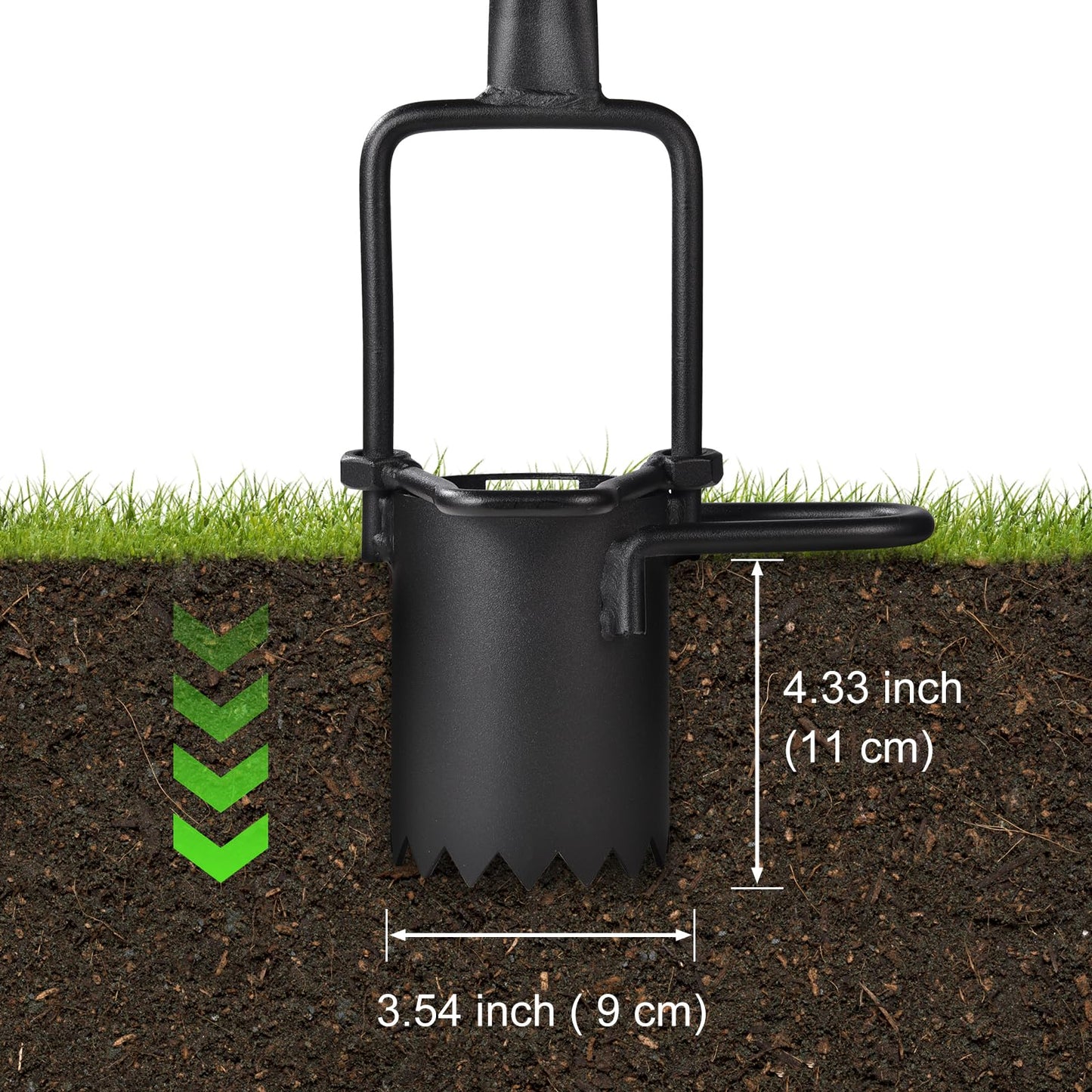 Sod Plugger, Bulb Planter with Long Handle and Serrated Base Garden Tool, Bulb Transplanter Also Grass Plug Tool for Digging Holes to Plant Tulips, Iris, Daffodils Omesata