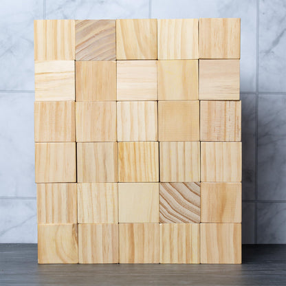 30 Pack Unfinished Wood Blocks 2 Inch - Solid Pine Wooden Cubes for Crafts, Sanded Smooth Natural Wood Squares for Carving, Painting, Engraving & Rustic Home Decor