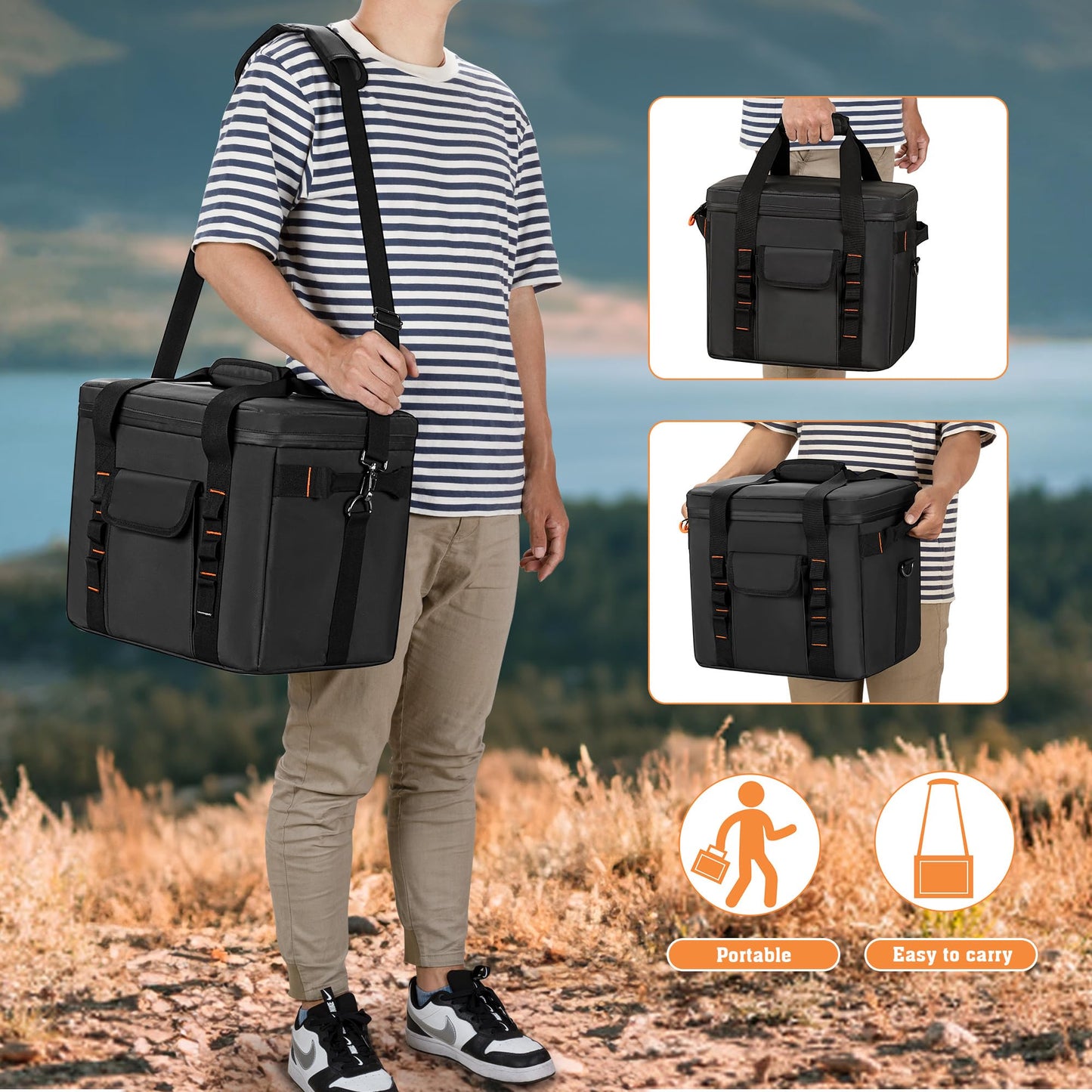 Trunab Protable Carrying Case Compatible with Jackery Explorer 300/500/1000/1000 Pro/ECOFLOW River/River2 Pro/River2 Max, Portable Power Station Bag with Adjustable Dividers