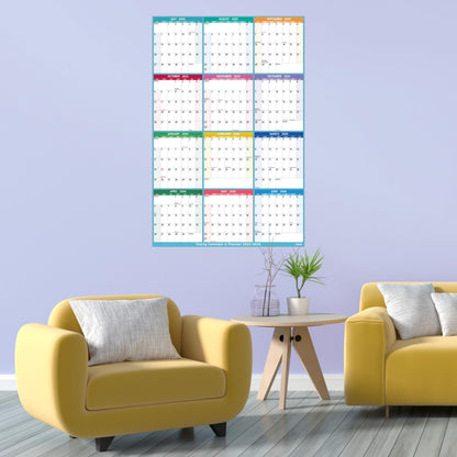Yearly Wall Calendar 2025-2026 - Large Yearly Calendar Vertical, Jul 2025 - Jun 2026, 25.2" x 38.2" (Open), Calendar 2025-2026, Large Wall Calendar, Full Year Paper Calendar with Notes, Thicker Paper