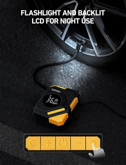 AstroAI Car Tire Inflator Air Compressor 12V DC, 150 PSI Digital Tire Pump with Pressure Gauge, Large LCD Display, Smart Preset & Auto Stop, for Car, Motorcycle, Bike Tires