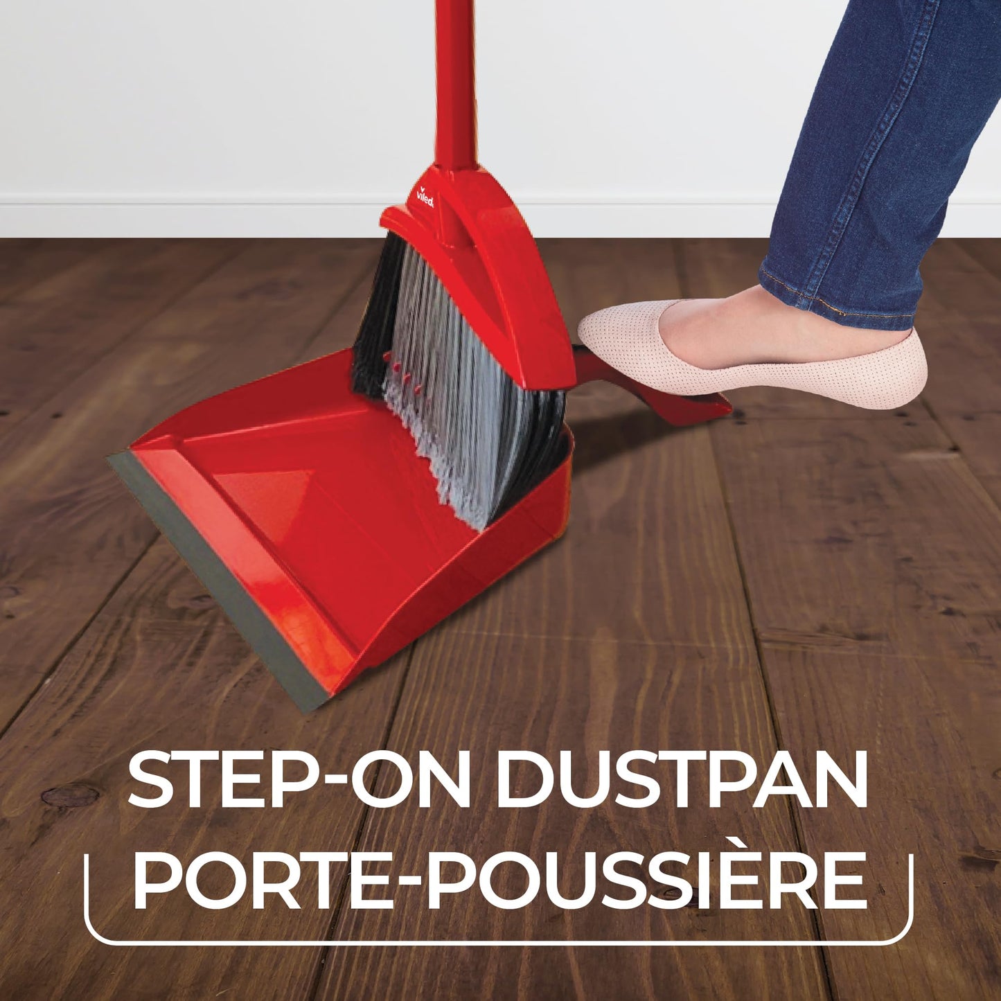 Vileda Pet Pro Broom with Step-On Dustpan and 3-Piece Handle | Remove 99% Dust and Dirt in One Sweep