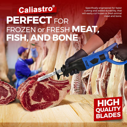 Caliastro 6-Inch Stainless Steel Frozen Meat Bone Cutting Saw Blades for Reciprocating and Sawzall Saws 5-Pack, Black