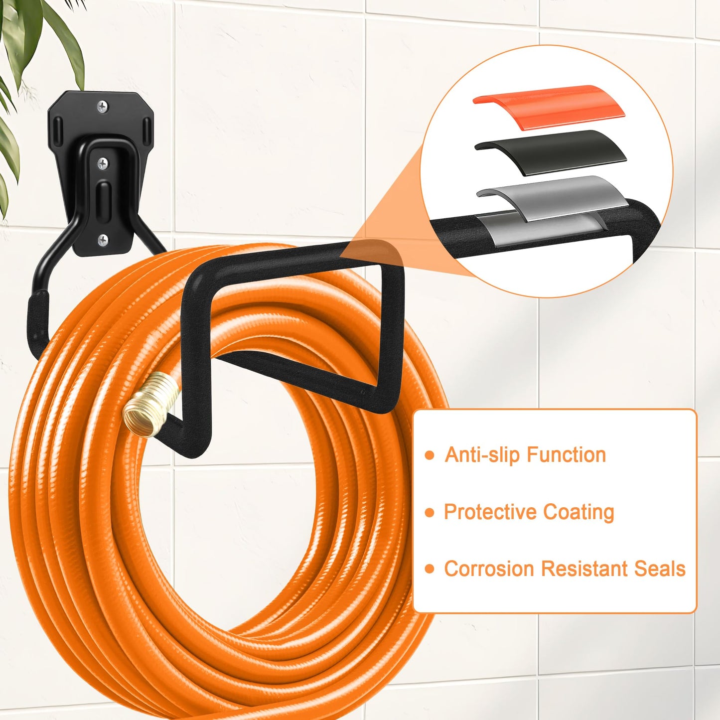 Pipigaty 2pcs Water Hose Reel Wall Mounted - Garden Hose Storage Sturdy Hose Stand Wall Hangers Heavy Duty Garage Hooks for Hanging Black