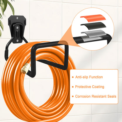 Pipigaty 2pcs Water Hose Reel Wall Mounted - Garden Hose Storage Sturdy Hose Stand Wall Hangers Heavy Duty Garage Hooks for Hanging Black