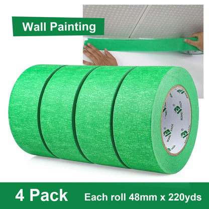 BOMEI PACK Green Masking Tape 48mm x 55yds, 4rolls for General Painting