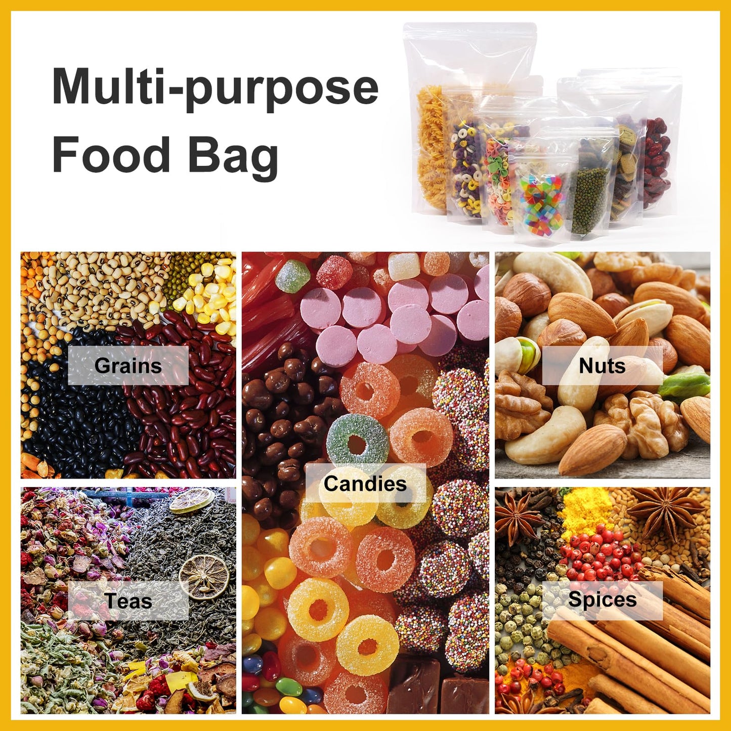 SumDirect Clear Resealable Stand Up Bags - 100 Pack 5.1x7.8 Inche/550ml Stand Up Pounch Zipper Drink Bags for Food