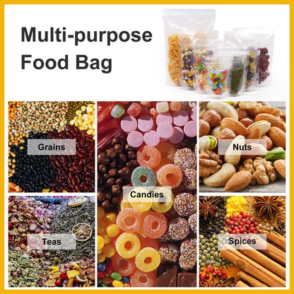 SumDirect Clear Resealable Stand Up Bags - 100 Pack 5.1x7.8 Inche/550ml Stand Up Pounch Zipper Drink Bags for Food