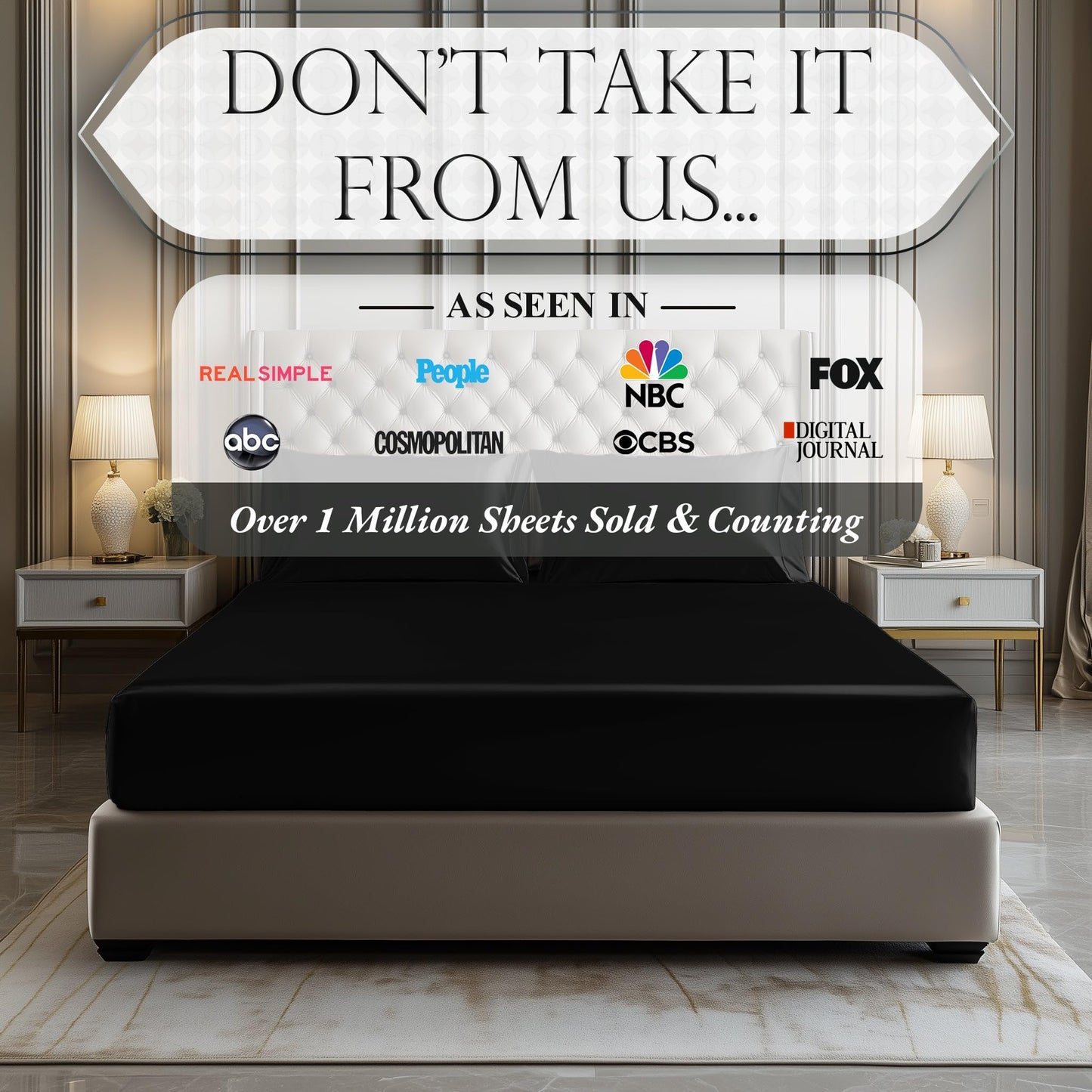 DECOLURE Satin Fitted Sheet Queen Size (1 PC) – Luxuriously Smooth & Softer Than Silk Bed Sheets w/ 15 Inch Deep Pocket Hypoallergenic Wrinkle Free, Secure Snug Fit, Elastic Corner Straps (Black)