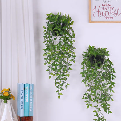 Artificial Hanging Plants - 2 Pack Fake Hanging Greenery Plant Hanging Mandala Vines Plant Potted for Décor for Indoor Outdoor Décor