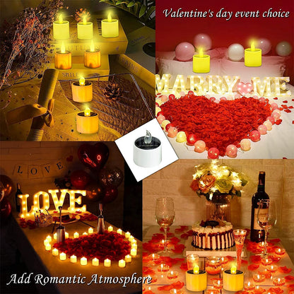 Solar Candle Lights Outdoor Waterproof - 8 Pack Rechargeable Flickering Tea Lights Solar Powered Reusable LED Candles Flameless Lamp Nightlights for Lanterns Garden Camping Home Decor, 2.3''x2.1''