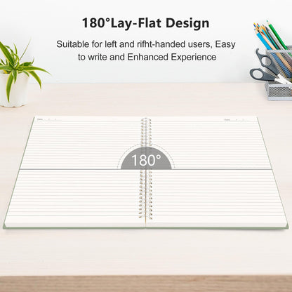 RETTACY Spiral College Ruled Notebook, 300 Pages, A4 Large Size (21 x 28 cm), for School, Work, Journaling, 100 GSM Thick Paper, Flexible Plastic Cover (Dark Green)