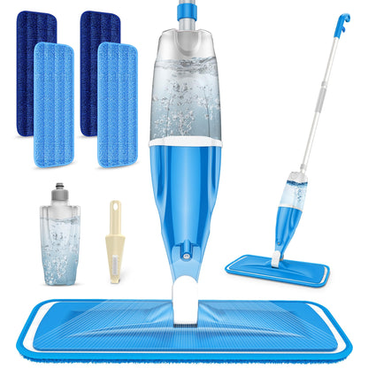 Microfibre Spray Wet Mops with 4X Washable Reusable Pads - EXEGO Dust Dry Mop for Hard Floors Wood Floor Flat Mop with Spray for Tile Vinyl Laminate Wood Ceramic Hardwood Floors Cleaning