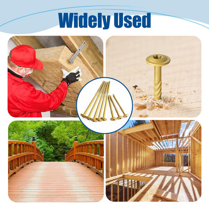 ANCHOREASE Lag Screws #14×3", 100PCS Heavy Duty Construction Screws, Rust Resistant, Washer Head, Bronze Coated External Wood Screws, Trusss Lag Screws, 2PCS T30 Star Bit Included