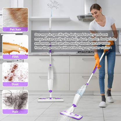 Spray Mops for Hardwood Floor Cleaning, Microfiber Flat Floor Mop with Washable Reusable Pads, Dust Wood Laminate Tile Wet Dry Mopping Head Fit for Disposable Dry Wet Sweeping Refills Cloths