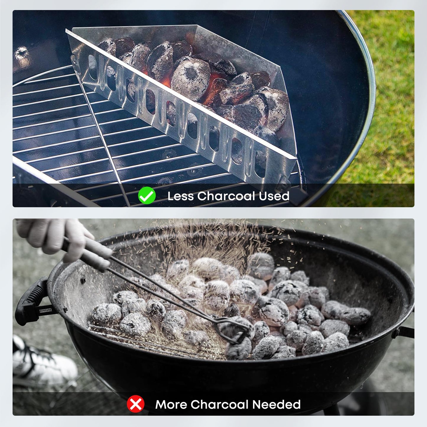 Stanbroil Charcoal Grill Basket Holder, 15" x 5" Charcoal Briquet Holder Replacement for Weber 22" and 26" Charcoal Grills, 2 Pack