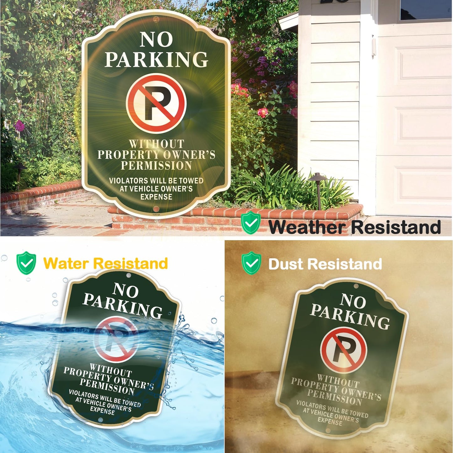 Yuzkouge No Parking Sign, Violators Will Be to Towed at Vehicle Owner’s Expense - 2 Pack, 12” x 18” Rust Free Aluminum Sign, Weatherproof, Fade Resistant