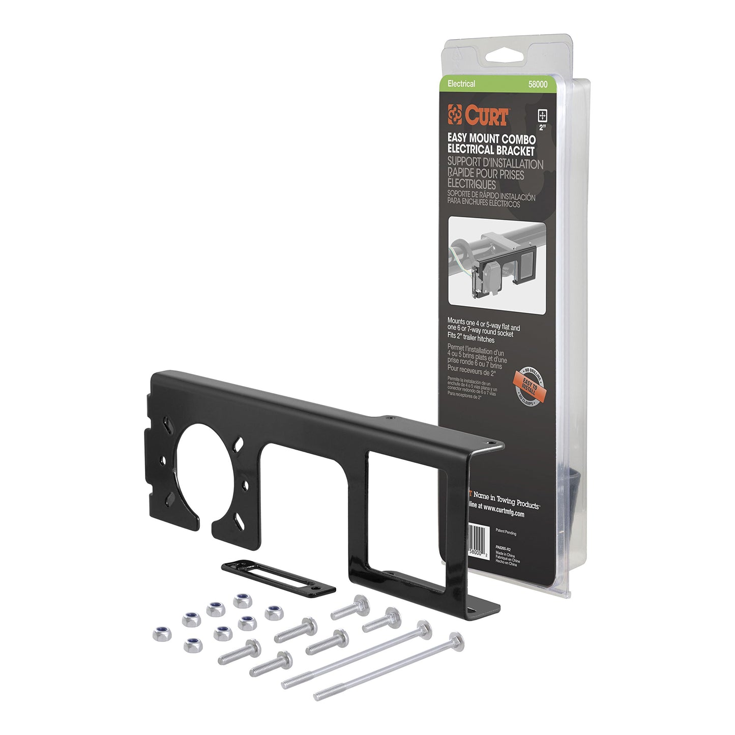 Curt 58000 Easy Mount Electrical Bracket for 2" Receiver Tube