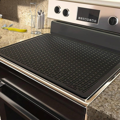 Silicone Stove Top Cover for Electric Stove - Silicone Stove Mat for Glass Top Stove, Glass Cooktop Protector, XL Dish Drying Mats Kitchen, Range Covers Electric Stove (Black,28x20inch)