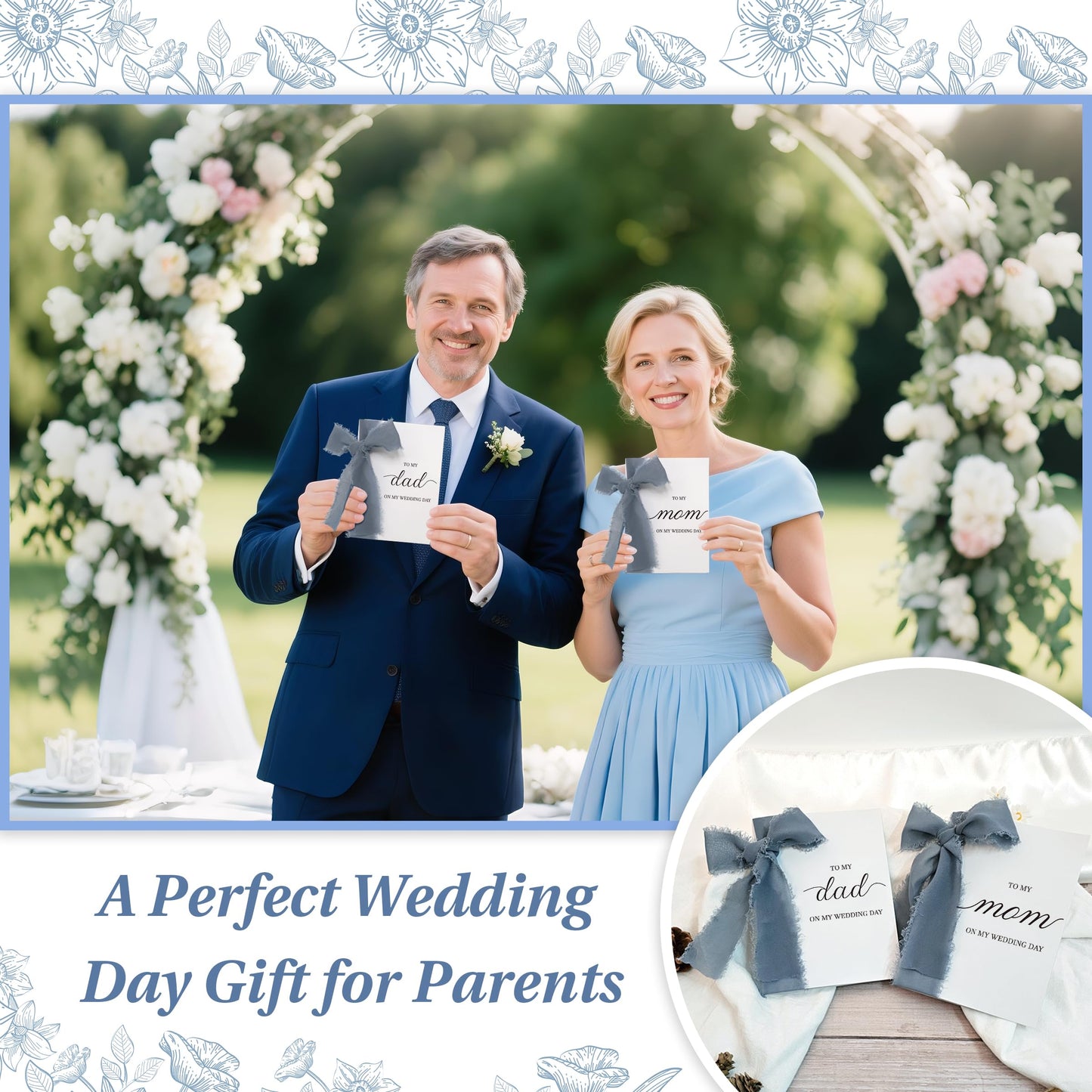 Set of 2 To My Dad and Mom on My Wedding Day Card – Thank You Gift from Bride and Groom, Heartfelt Parents Appreciation Card