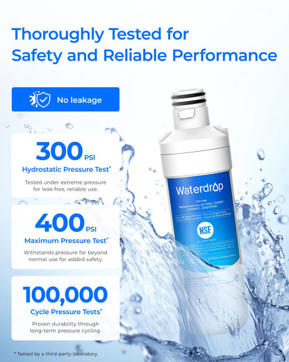 Waterdrop LT1000PC ADQ747935 Refrigerator Water Filter and Air Filter, Replacement for LG® LT1000P®, LMXS28626S, LFXS26973S, LFXS26596S, LFXS28596S, ADQ74793501, ADQ74793502 and LT120F®, 2 Combo